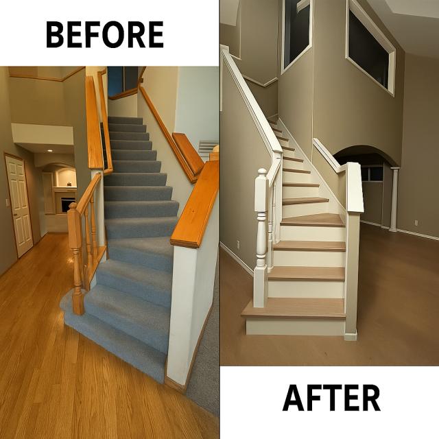 Stair Railing Remodel - Modern White Railing Upgrade