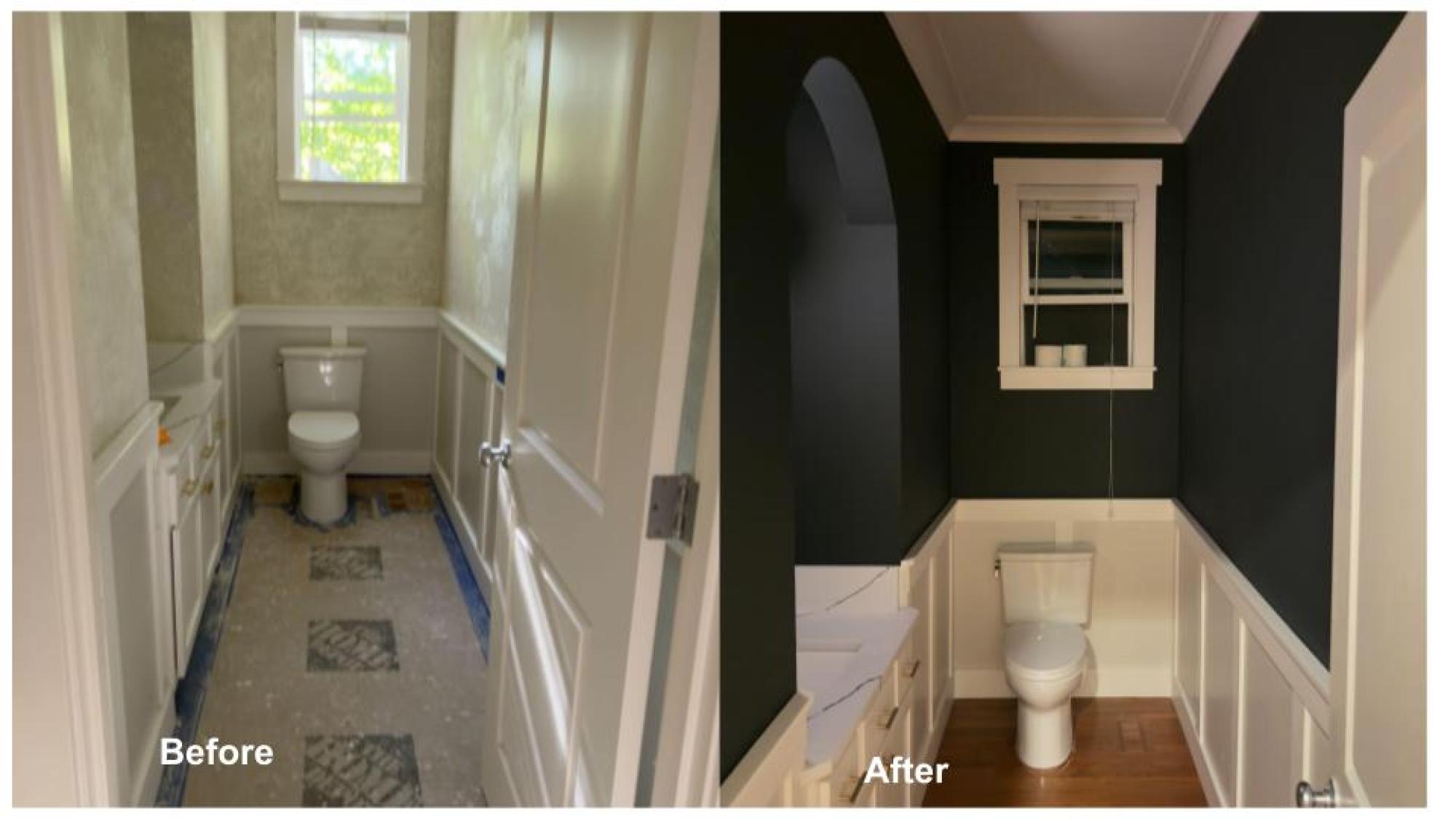 Powder Room Remodel – New Tile Floor &amp; Wall Update — Bathroom Tiles in Des Moines, WA