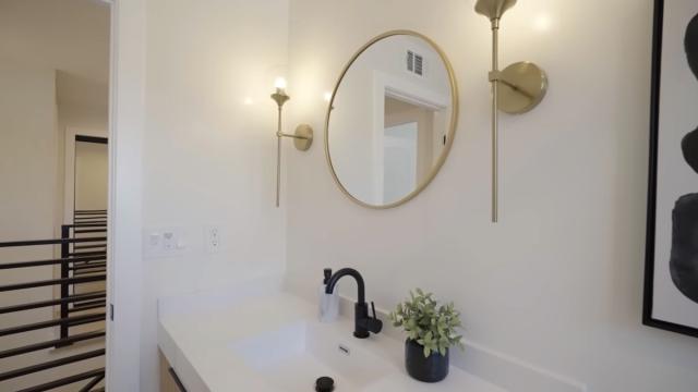 Contemporary Bathroom Remodel with Custom Vanity and Walk-In Shower